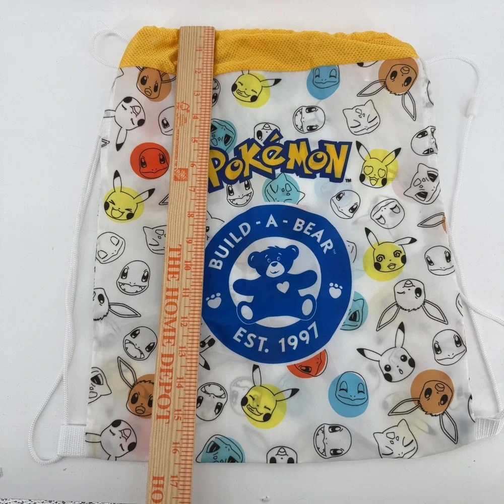 Build-A-Bear Pokemon Drawstring Bag Kids White Pikachu Eevee Cinch Sack